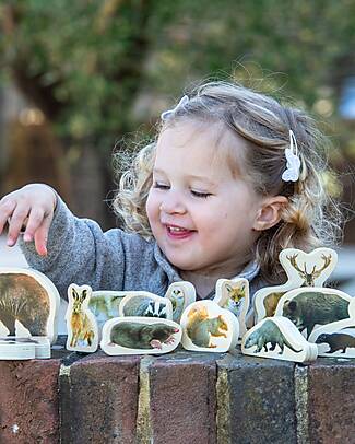 tickit Blocchi in Legno di Betulla FSC - Animali della Foresta - 15 Pezzi - 0+ Animali in Legno