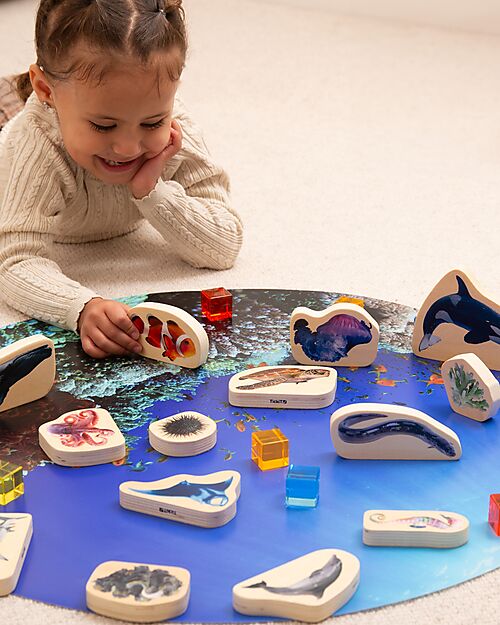 tickit Blocchi in Legno di Pioppo FSC - Creature Marine - 15 Pezzi - 0+ Animali in Legno