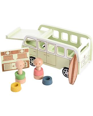 tickit Camper Avventura - Naturale e Verde Chiaro - Legno - da 3 Anni Macchine e Trenini in Legno