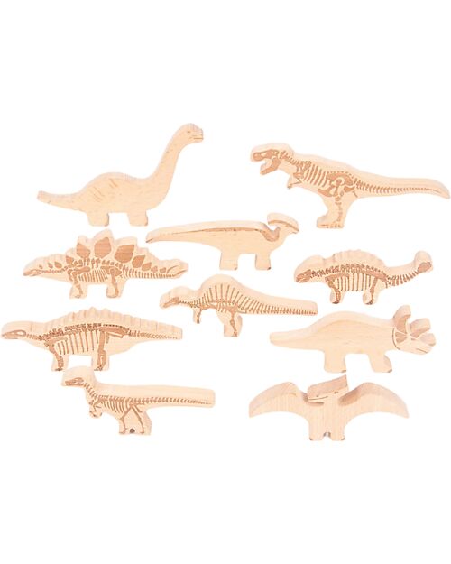tickit Dinosauri in Legno - 10 Pezzi - Gioco Sostenibile Animali in Legno