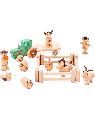 tickit FSC Beech Wood Farm Set - 15 Pieces - A+3 Years Wooden Animals