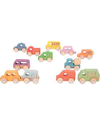 tickit FSC Beech Wood Vehicles - Rainbow - 12 Pieces - 12m+ Wooden Toy Cars, Trains & Trucks