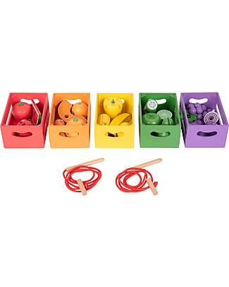 tickit FSC Emu Wood Fruit and Vegetable Threading Set - 26 Pieces - +3 Years Wooden Food