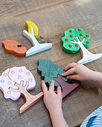 tickit Gioco Educativo Alberi in Legno di Betulla FSC - Impara le Stagioni - 12 Pezzi - 10m+ Incastri in Legno