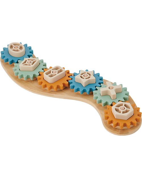 tickit Gioco Puzzle a Incastri con Ingranaggi - Neutro - Legno di Bambù e Silicone Alimentare Incastri in Legno