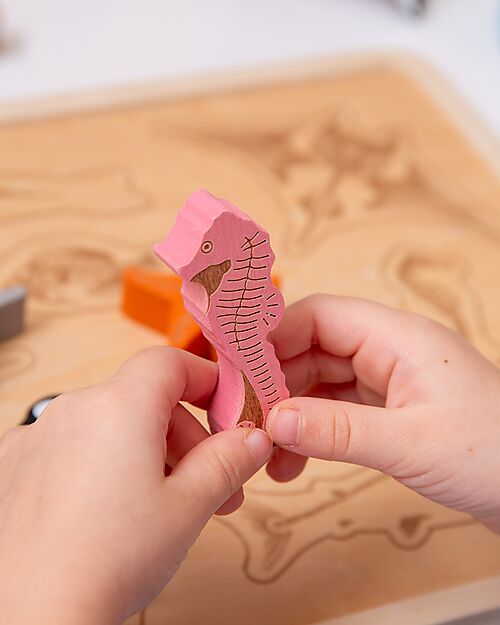 tickit Gioco Puzzle a Incastro in Legno di Betulla FSC - Animali Marini - 10 Pezzi - 12m+ Incastri in Legno