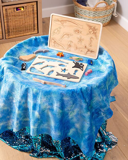 tickit Gioco Puzzle a Incastro in Legno di Betulla FSC - Animali Marini - 10 Pezzi - 12m+ Incastri in Legno