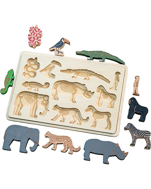 tickit Gioco Puzzle a Incastro in Legno di Betulla FSC - Animali Safari - 10 Pezzi - 12m+ Incastri in Legno