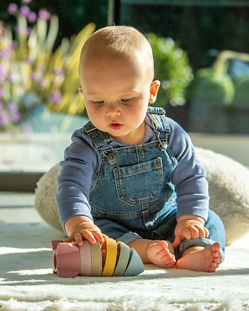 tickit Gioco Sensoriale Impilabile Razzo - Arcobaleno Pastello - Silicone Alimentare Giochi per Neonati_