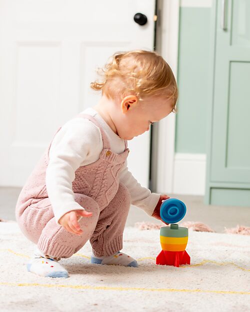 tickit Gioco Sensoriale Impilabile Razzo - Arcobaleno - Silicone Alimentare Giochi per Neonati_