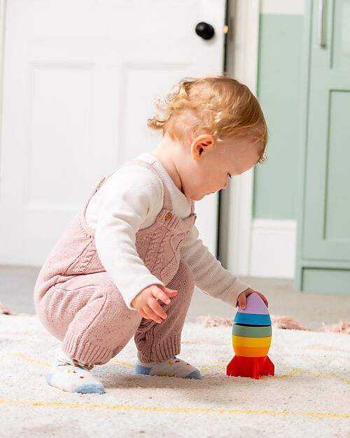 tickit Gioco Sensoriale Impilabile Razzo - Arcobaleno - Silicone Alimentare Giochi per Neonati_