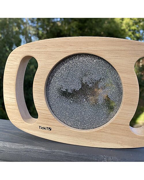 tickit Gioco Sensoriale in Legno di Gomma FSC - Easy Hold - con Pannello Glitterato - Argento - 12m+ Giochi Sensoriali_
