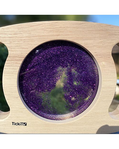 tickit Gioco Sensoriale in Legno di Gomma FSC - Easy Hold - con Pannello Glitterato - Viola - 12m+ Giochi Sensoriali_