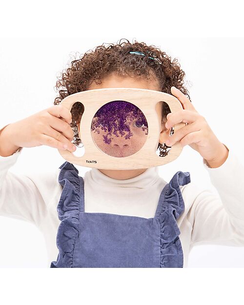 tickit Gioco Sensoriale in Legno di Gomma FSC - Easy Hold - con Pannello Glitterato - Viola - 12m+ Giochi Sensoriali_