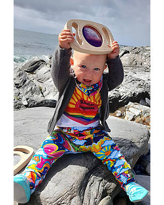 tickit Gioco Sensoriale in Legno di Gomma FSC - Easy Hold - con Pannello Glitterato - Viola - 12m+ Giochi Sensoriali_