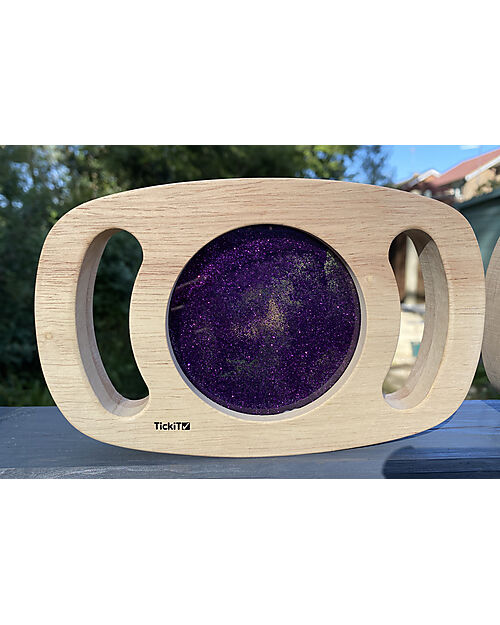 tickit Gioco Sensoriale in Legno di Gomma FSC - Easy Hold - con Pannello Glitterato - Viola - 12m+ Giochi Sensoriali_