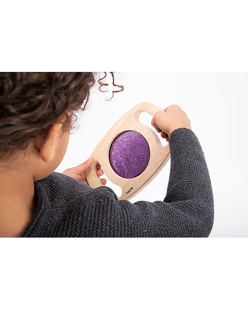 tickit Gioco Sensoriale in Legno di Gomma FSC - Easy Hold - con Pannello Glitterato - Viola - 12m+ Giochi Sensoriali_