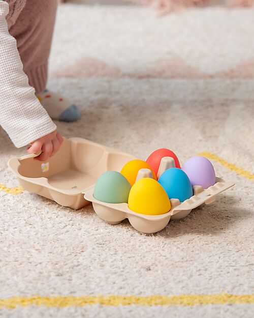 tickit Gioco Uova Sensoriali - Arcobaleno - 6 Pezzi - Silicone Alimentare Giochi Sensoriali_