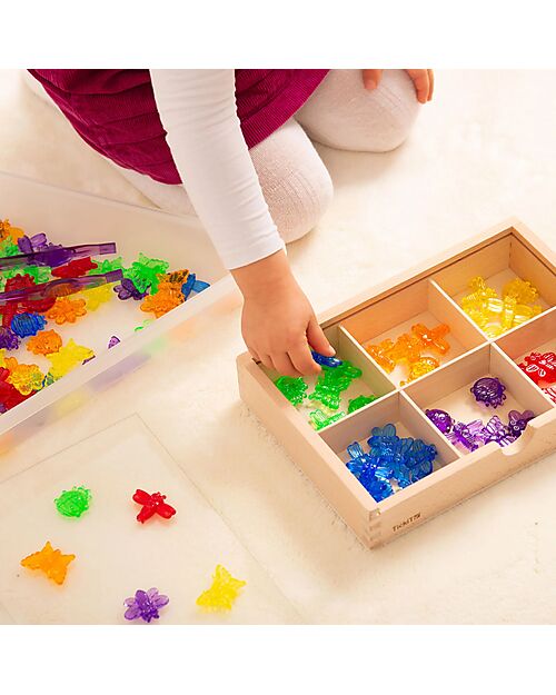 tickit Insetti Sagomati Traslucidi Colorati - Rosso/Arancione/Giallo/Verde/Blu/Viola - da 3 Anni Giochi Sensoriali_
