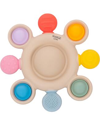 tickit Massaggiagengive con Sonaglio - Arcobaleno - Silicone Alimentare e Legno di Faggio Massaggiagengive