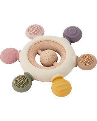 tickit Massaggiagengive con Sonaglio - Terra - Silicone Alimentare e Legno di Faggio Sonagli