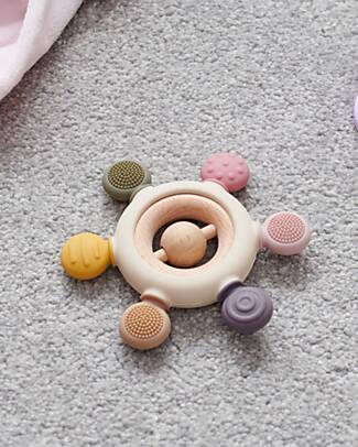 tickit Massaggiagengive con Sonaglio - Terra - Silicone Alimentare e Legno di Faggio Sonagli