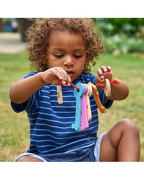 tickit Set 11 Chiavi - Arcobaleno - Legno di Faggio Massiccio - da 10 Mesi Giochi Sensoriali_