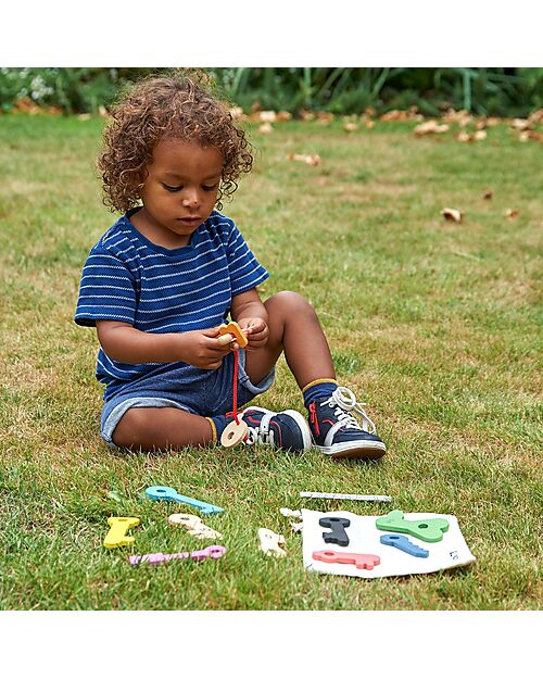 tickit Set 11 Chiavi - Arcobaleno - Legno di Faggio Massiccio - da 10 Mesi Giochi Sensoriali_