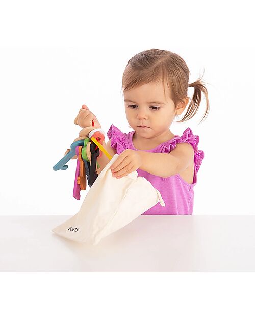 tickit Set 11 Chiavi - Arcobaleno - Legno di Faggio Massiccio - da 10 Mesi Giochi Sensoriali_