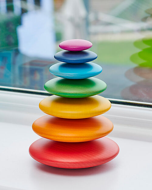 tickit Set 7 Bottoni in Legno - Arcobaleno - Stimola il Pensiero Logico Giochi Sensoriali_