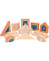 tickit Set Architetto in Legno Massello di Faggio - Arcobaleno - 28 Pezzi - 12m+ Costruzioni in Legno