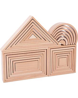 tickit Set Architetto in Legno Massello di Faggio - Natural - 28 Pezzi - 12m+ Costruzioni in Legno