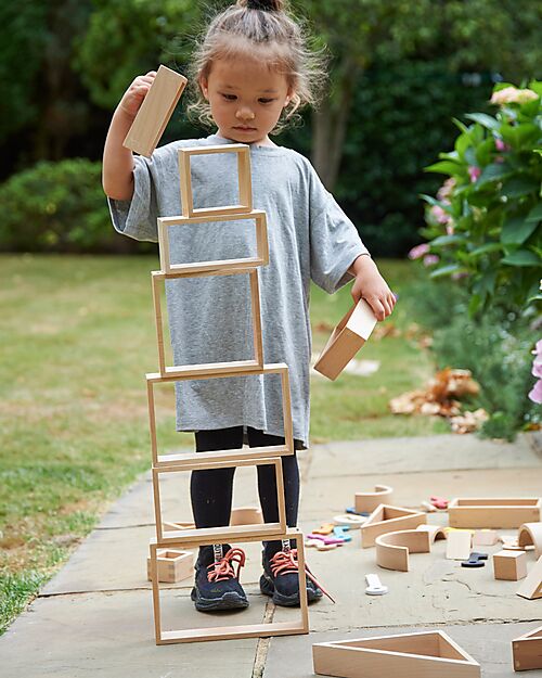 tickit Set Architetto in Legno Massello di Faggio - Natural - 28 Pezzi - 12m+ Costruzioni in Legno