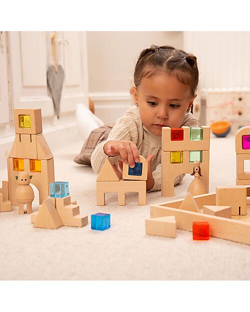tickit Set Costruzioni Gem Blocks - 25 Pezzi - Legno di Faggio - da 3 Anni Costruzioni in Legno
