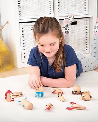 tickit Set Creature Marine in Legno di Faggio FSC - 10 Pezzi - +3 Anni Animali in Legno