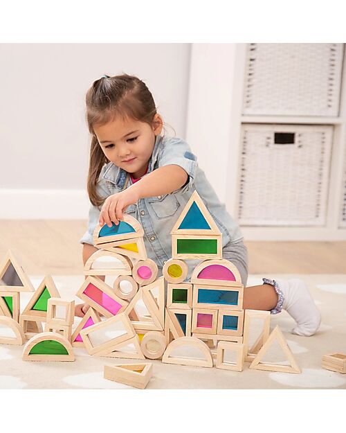 tickit Set Gioco Rainbow Blocks - 24 Blocchi e 4 Forme - in Legno - da 12 Mesi Costruzioni in Legno