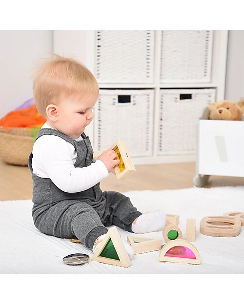 tickit Set Gioco Rainbow Blocks - 24 Blocchi e 4 Forme - in Legno - da 12 Mesi Costruzioni in Legno