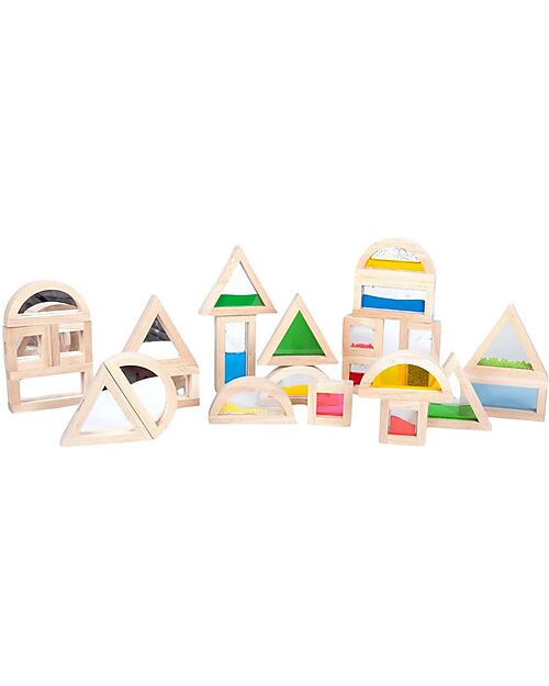tickit Set Gioco Sensory Blocks - 16 Blocchi e 4 Forme - in Legno - da 12 Mesi Costruzioni in Legno