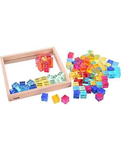 tickit Set Gioco Vassoio con Specchio e Gemme - 100 Pezzi - dai 3 Anni - Per Lavagna Luminosa Giochi Sensoriali_