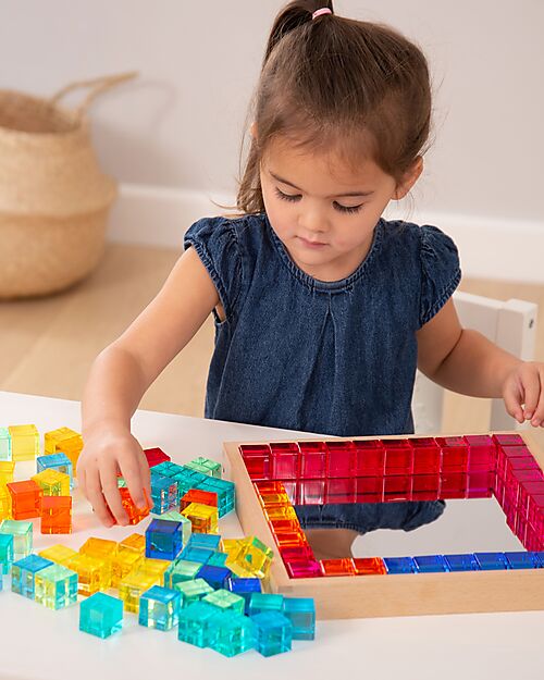 tickit Set Gioco Vassoio con Specchio e Gemme - 100 Pezzi - dai 3 Anni - Per Lavagna Luminosa Giochi Sensoriali_