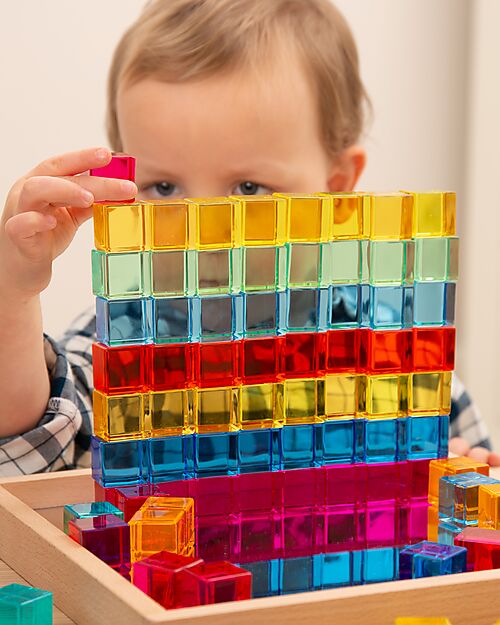 tickit Set Gioco Vassoio con Specchio e Gemme - 100 Pezzi - dai 3 Anni - Per Lavagna Luminosa Giochi Sensoriali_