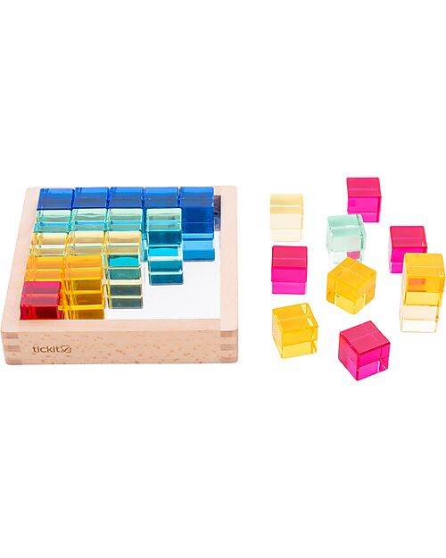 tickit Set Gioco Vassoio con Specchio e Gemme - 25 Pezzi - dai 3 Anni - Per Lavagna Luminosa Giochi Sensoriali_