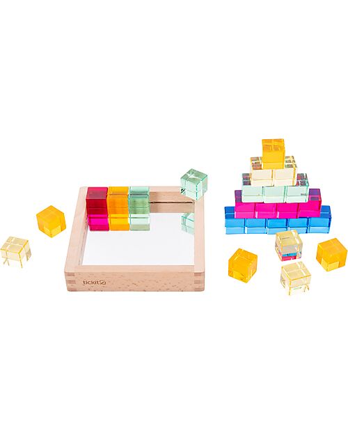 tickit Set Gioco Vassoio con Specchio e Gemme - 25 Pezzi - dai 3 Anni - Per Lavagna Luminosa Giochi Sensoriali_