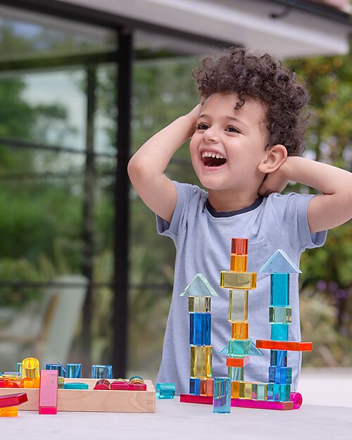 tickit Set Gioco Vassoio con Specchio e Gemme in Sette Forme Diverse - 72 Pezzi - dai 3 Anni - Per Lavagna Luminosa Giochi Sensoriali_