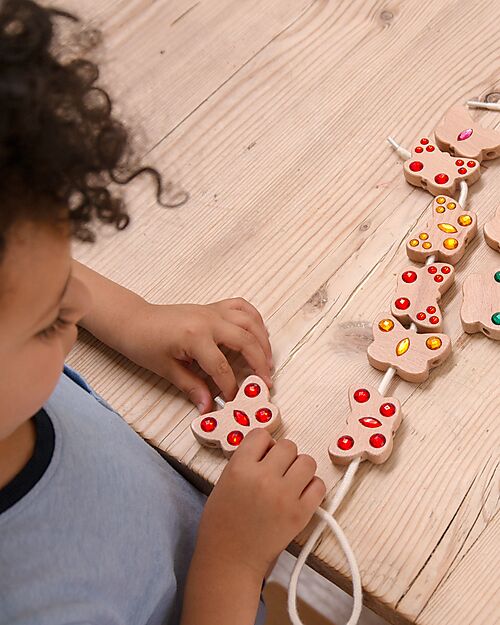 tickit Set Gioielli da Infilare in Legno di Faggio FSC - Farfalle - 20 Pezzi - 5,5 x 3,7 cm - +3  Anni Incastri in Legno