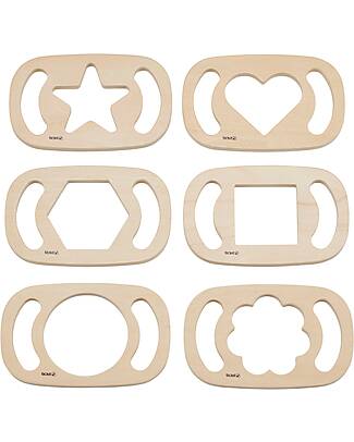 tickit Set of 6 Sensory Toys in FSC Rubber Wood - Shape Viewers - Easy Hold - 12m+ Sensory Games_