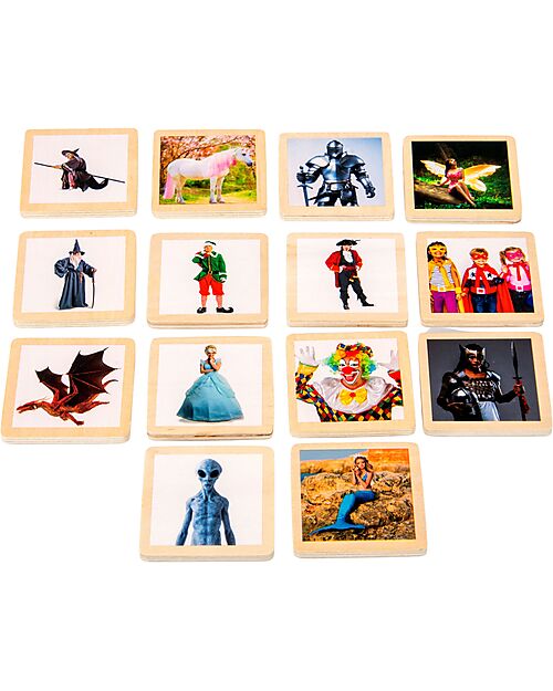 tickit Set Tessere in Legno di Pioppo FSC - 90 Pezzi - con Scatola - 6 x 6 cm - +3 Anni Far finta di