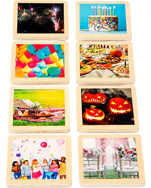 tickit Set Tessere in Legno di Pioppo FSC - 90 Pezzi - con Scatola - 6 x 6 cm - +3 Anni Far finta di