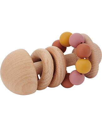 tickit Sonaglio con Perline Massaggiagengive - Terra - Legno di Faggio e Silicone Alimentare Sonagli