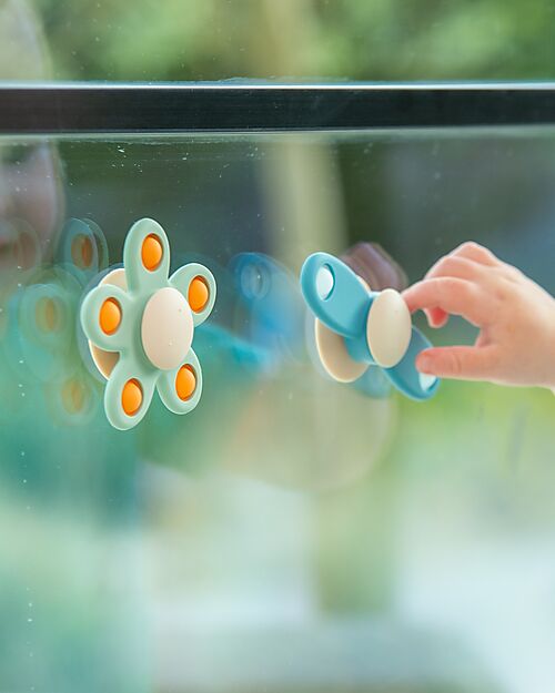 tickit Spinner a Elica con Ventosa - Azzurro - Silicone Alimentare Giochi per Neonati_